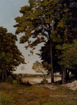 Un día de verano a orillas del paisaje de Allier Barbizon Henri Joseph Harpignies Pinturas al óleo